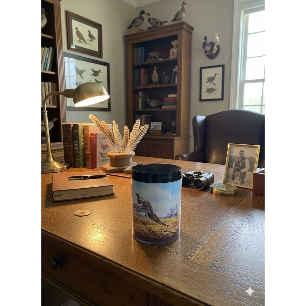 Vtg Thermo-Serve Raedeke Insulated Coffee Mug Pheasants Farmhouse Hunting 8oz